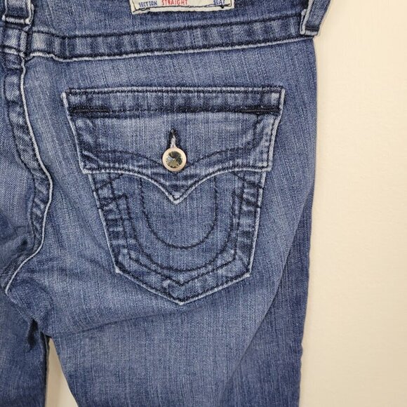 True Religion Voyager Jeans Straight Legs Pockets W/ Flap Crystal Button Size 27 - Picture 7 of 11